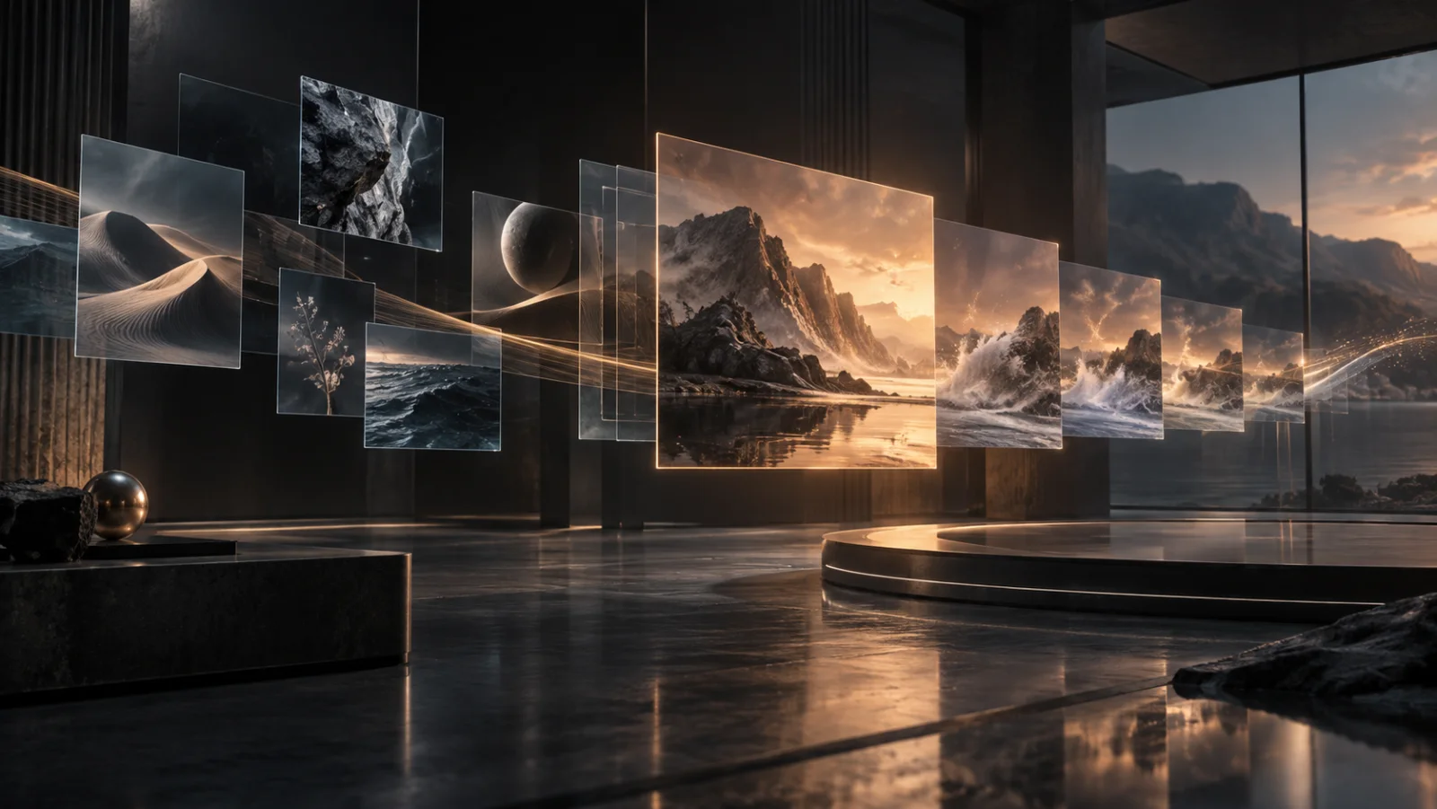 Cinematic AI visual studio composition with layered image and motion frames